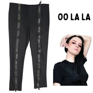 OO LA LA Black Zip-Leg Athleisure Pants Leggings - NWT Women's L